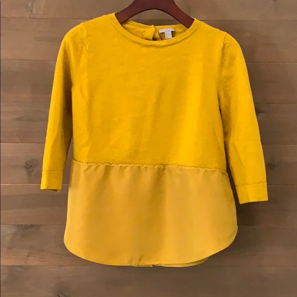 COS Silk Paneled Knit Top Button Back Sweater